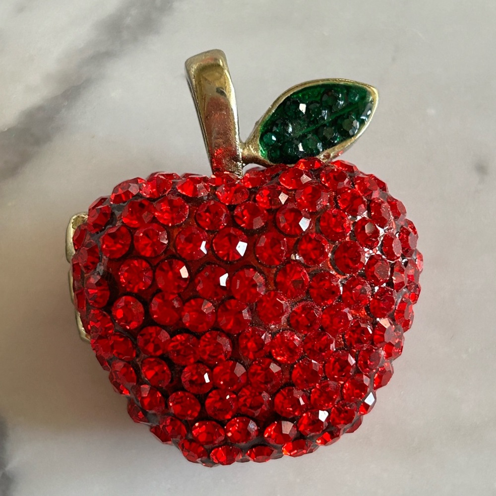 Apple bejeweled pill box